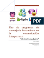 Uso de programas de mensajería instantánea en la  comunicación interpersonal