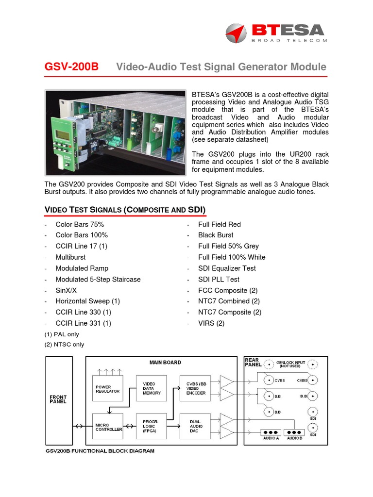 Video-Audio Test Signal Generator | PDF | Video | Electromagnetism