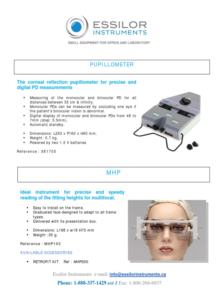 Digital Pupillometer & Lens Tools | PDF | Equipment | Applied And ...