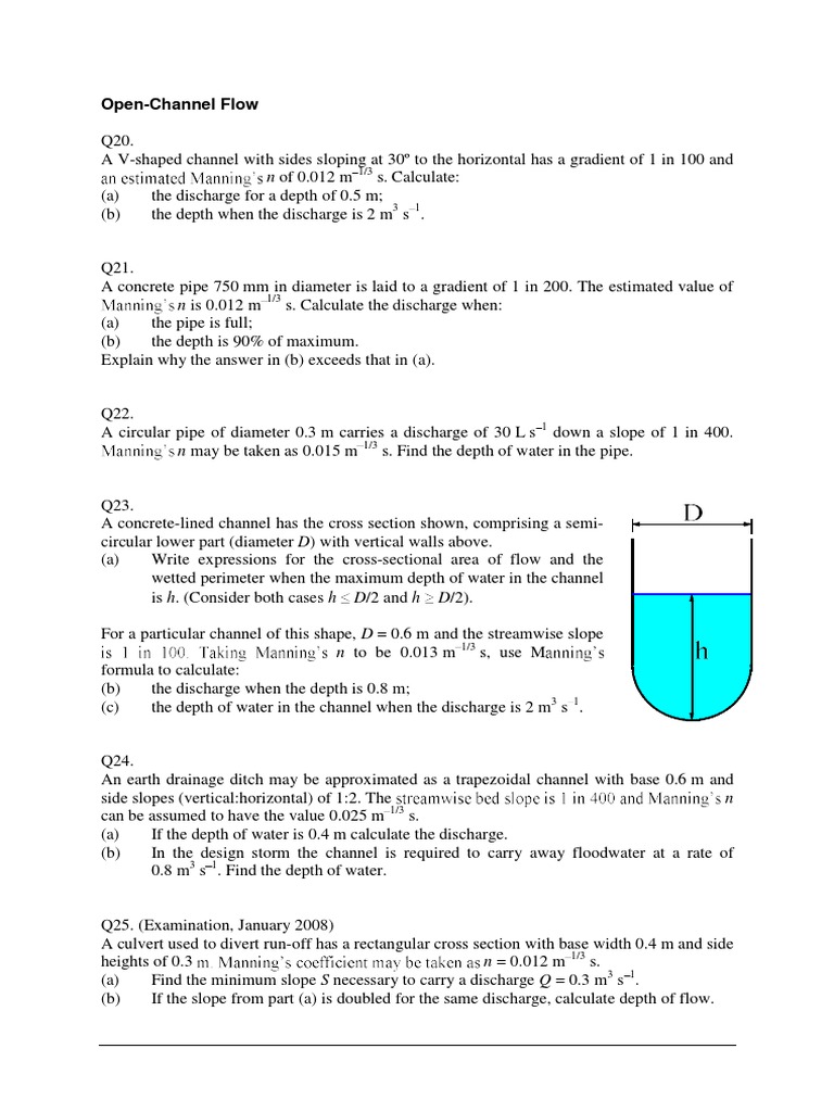 Open-Channel Flow Calculations | PDF | Science & Mathematics