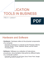 It Application Tools in Business: ITEC 5 - Lecture 1