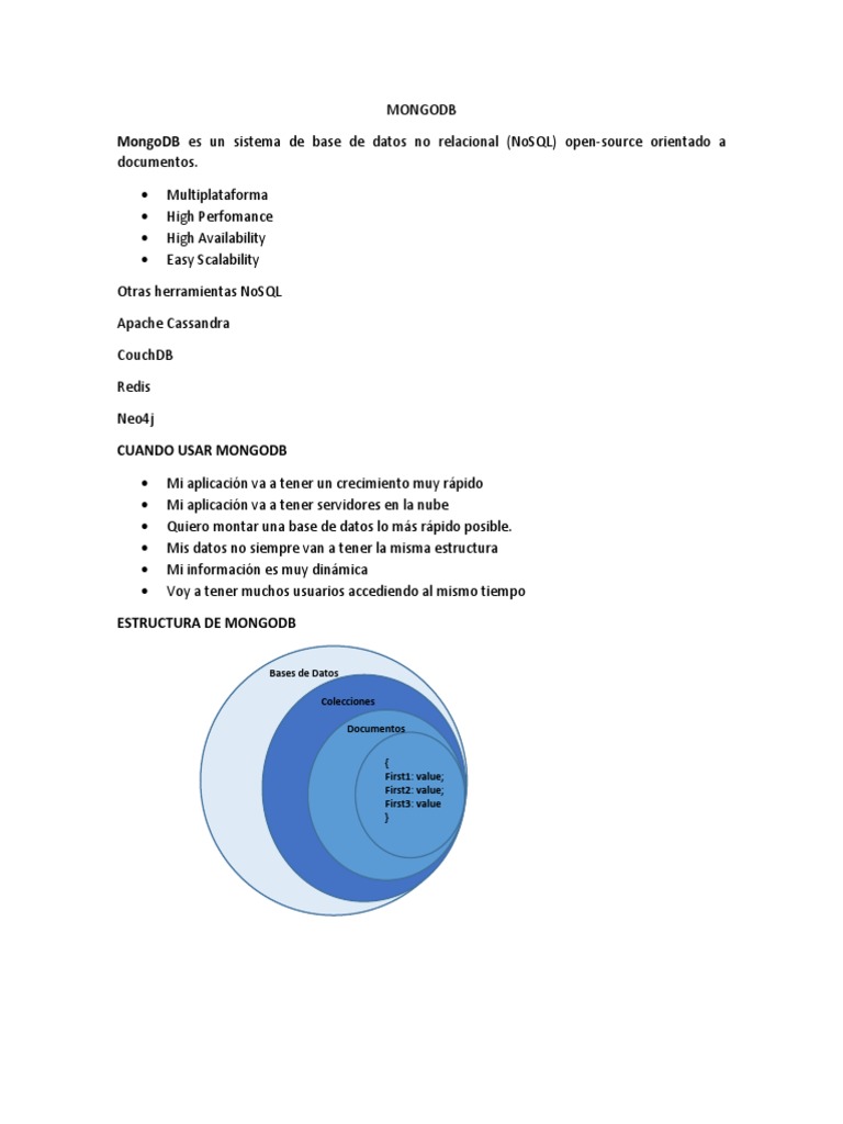 Estructura y Uso de MongoDB | PDF | Mongo Db | Gestión de datos