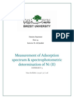 Measurement of Adsorption Spectrum& Spectrophotometric Determination of Ni
