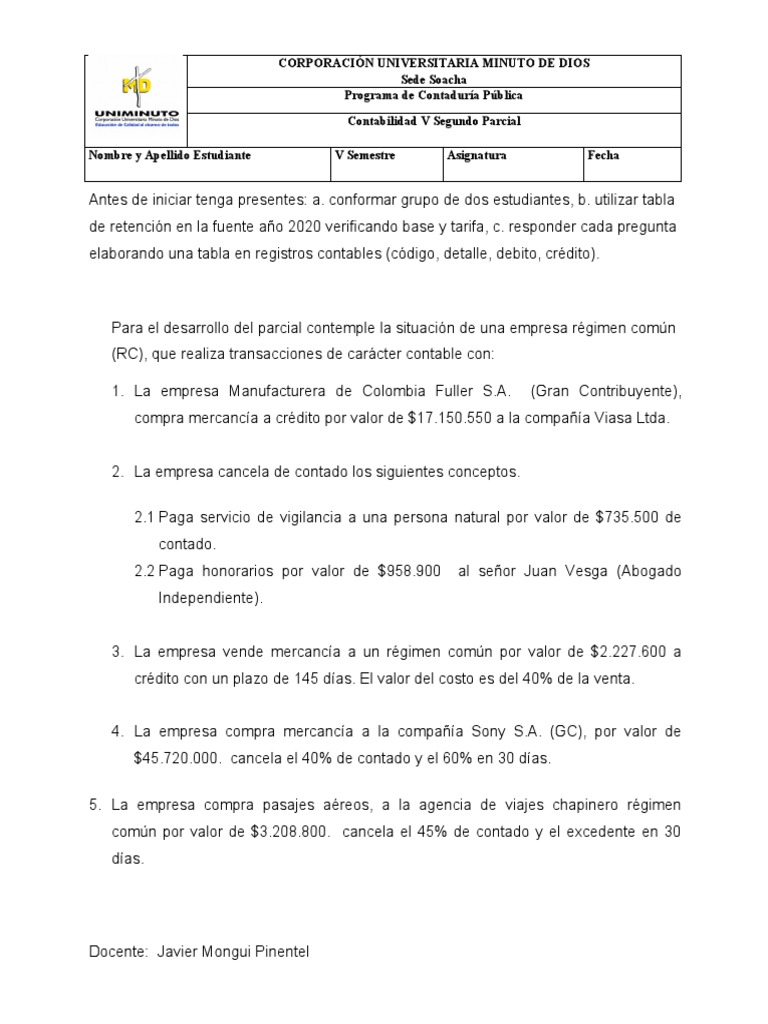 Segundo Parcial Contabilidad V | PDF | Finanzas y dinero | Derecho