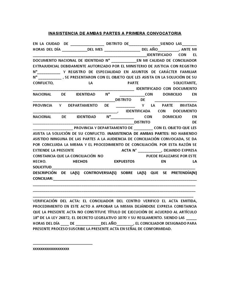 Acta de Inasistencia 1ra Convocatoria | PDF | Gobierno | Justicia