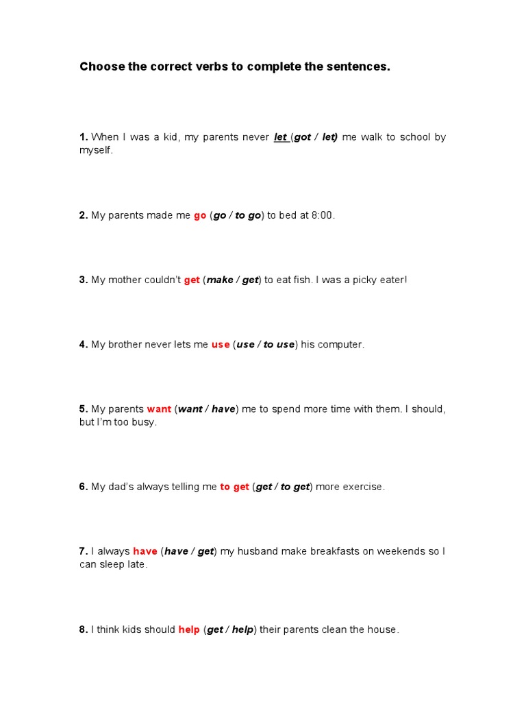 Exercise 12 - Verbs | PDF | Cooking, Food & Wine | Language Arts ...
