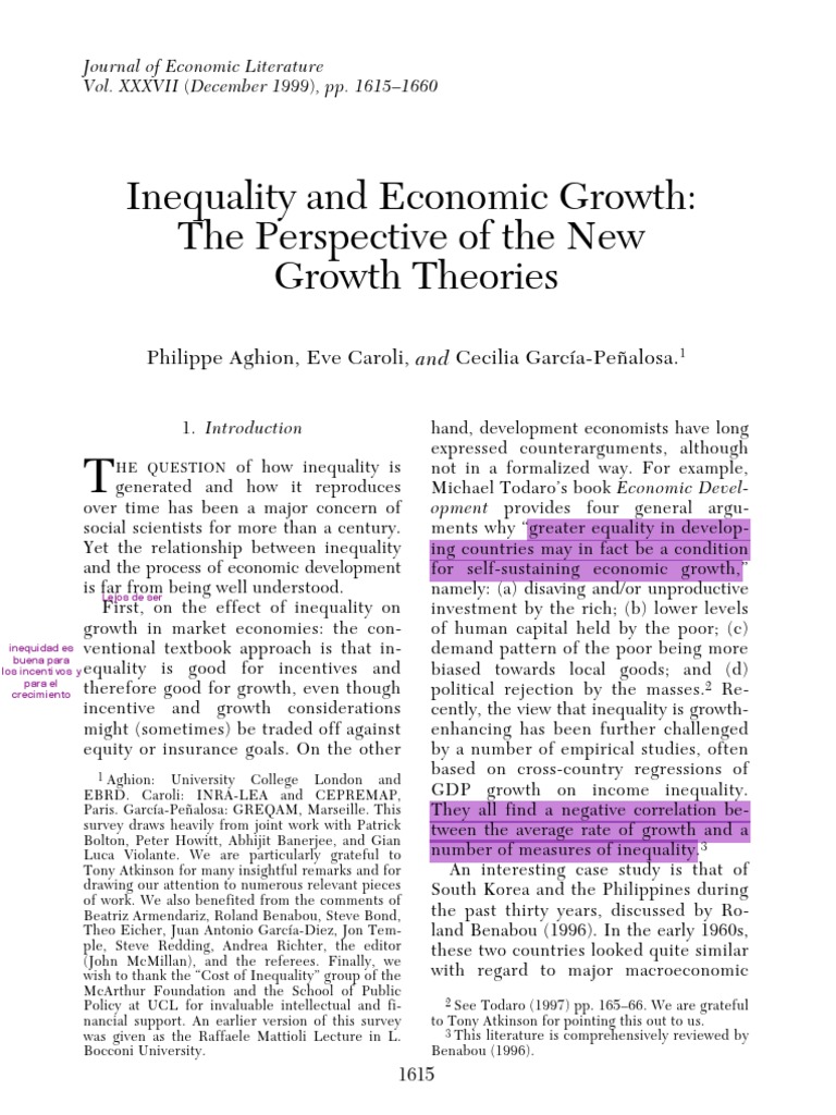 Inequality and Economic Growth: The Perspective of The New Growth ...