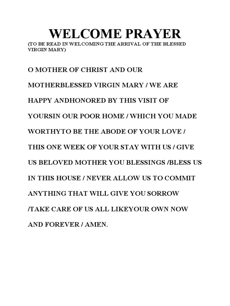 Welcoming Prayer for Mother Mary | PDF | Religion & Spirituality