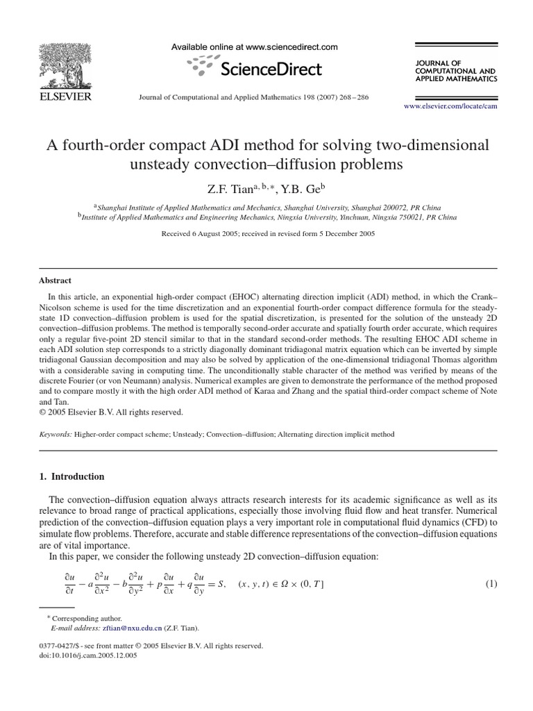 A Fourth-Order Compact ADI Method For Solving Two-Dimensional Unsteady ...