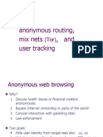 Privacy: Anonymous Routing, Mix Nets, and User Tracking