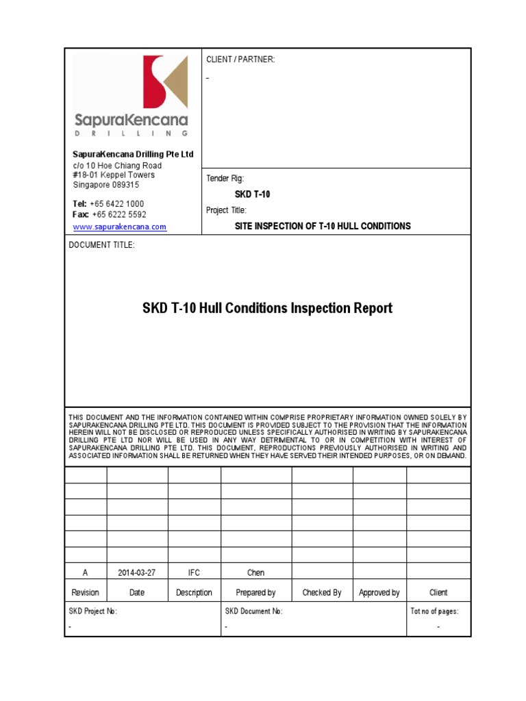 SKD T-10 Hull Conditions Inspection Report | PDF | Corrosion | Deck (Ship)