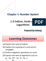 Chapter 1: Number System: 1.3 Indices, Surds and Logarithms