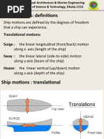 Ship Motions: Definitions: Ship Motions Are Defined by The Degrees of Freedom That A Ship Can Experience