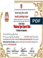 Certificate For Niraj Ulhas Borole For - National Level Sports Quiz ...