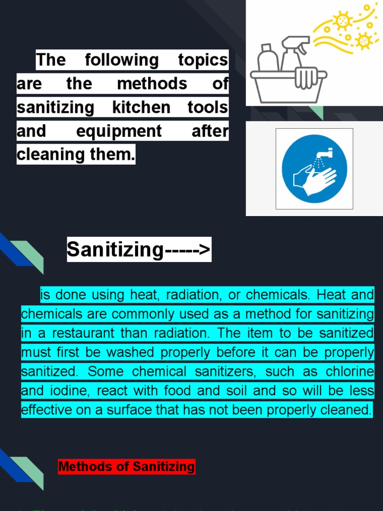 2Chemicals Used in Cleaning and Sanitizing Kitchen Tools and Equipment