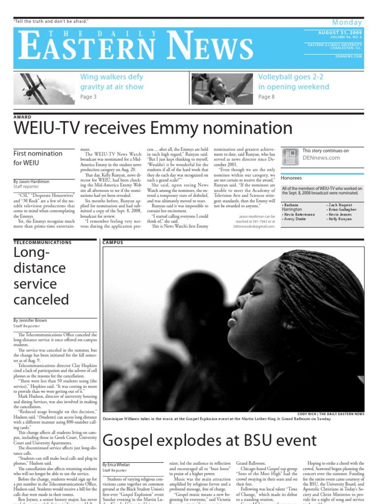 083109frontpage Long Distance Service Canceled | PDF | Mass Media ...