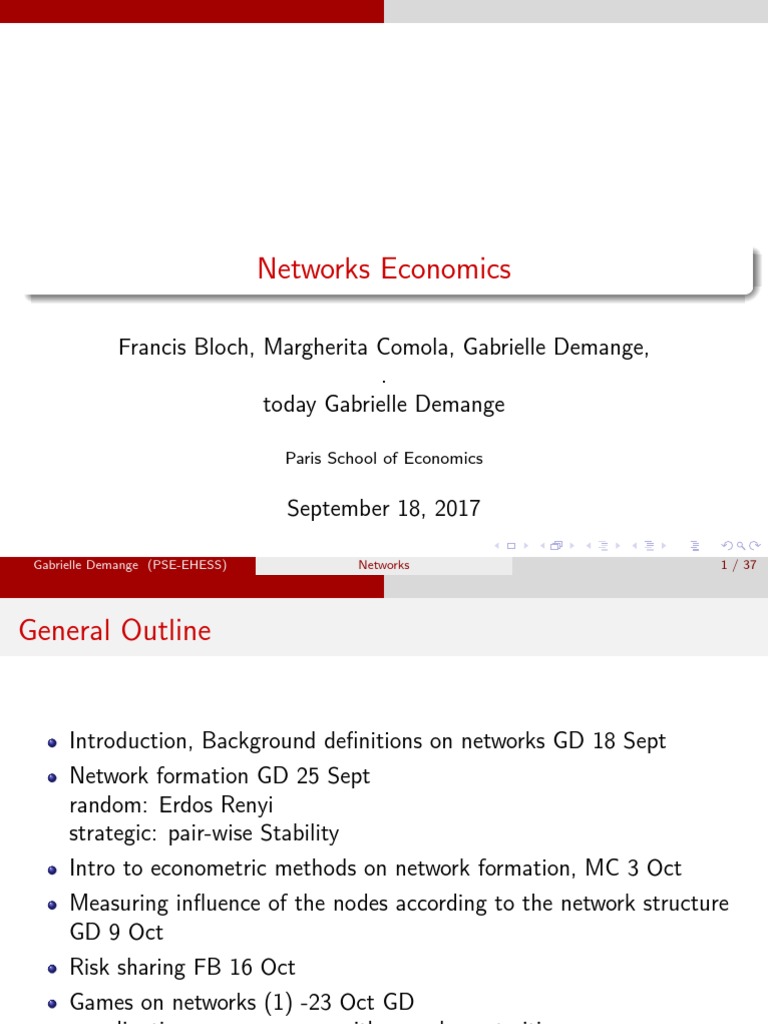 Economics of Network Formation | PDF | Social Network | Theoretical ...