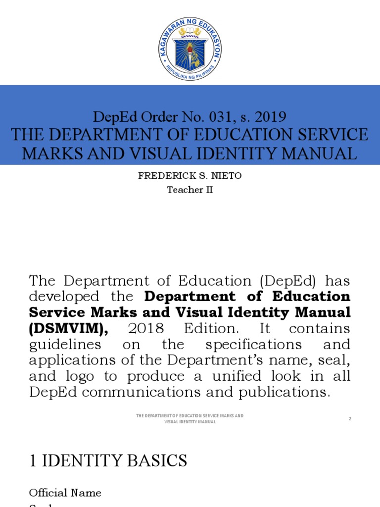 DepEd Visual Identity Manual 2019 | PDF | Logos | Typefaces