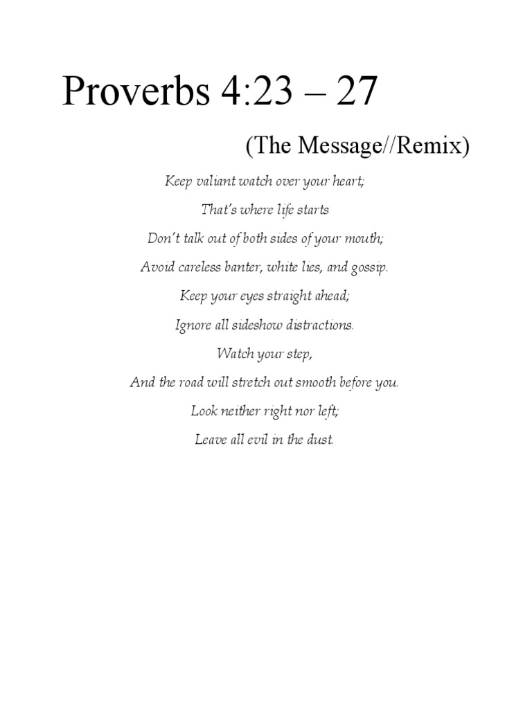 Wisdom from Proverbs 4:23-27 | PDF