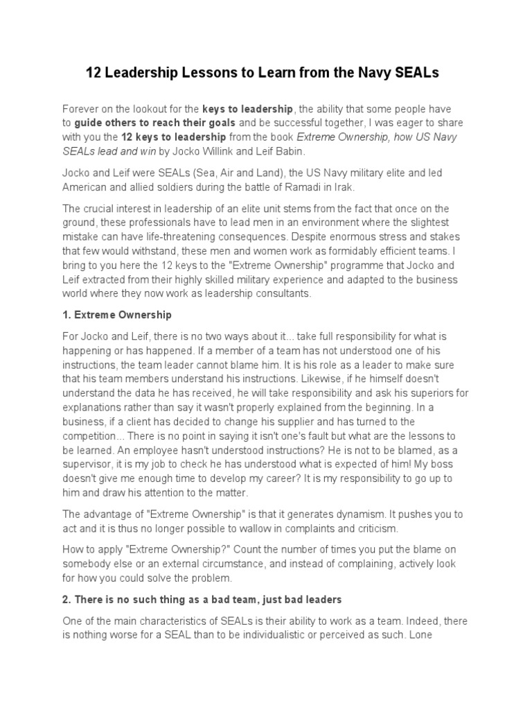 Leadership Lessons To Learn From The Navy SEALs PDF