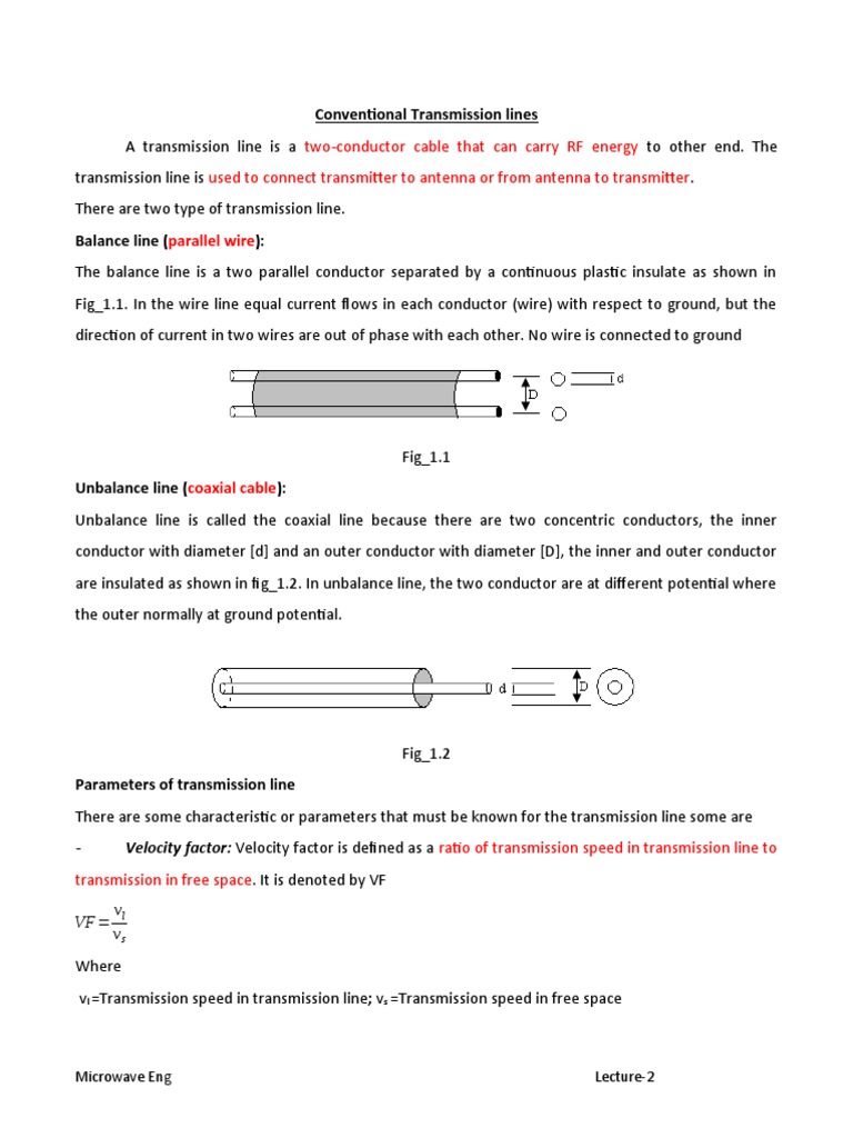 Lecture 2 PDF Transmission Line Coaxial Cable