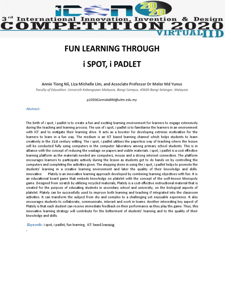 Template Abstract Icon2020 | PDF | Educational Technology | Learning