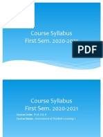 Course Syllabus First Sem. 2020-2021