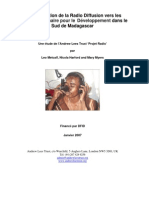 La Contribution de La Radio Diffusion Vers Les Objectifs Millénaire Pour Le Développement Dans Le Sud de Madagascar (Janvier 2007)