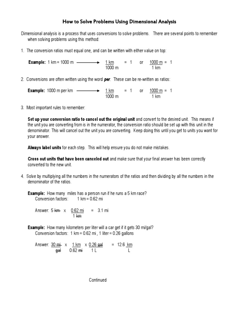 Dimensional Analysis Steps | PDF | Fraction (Mathematics) | Ratio