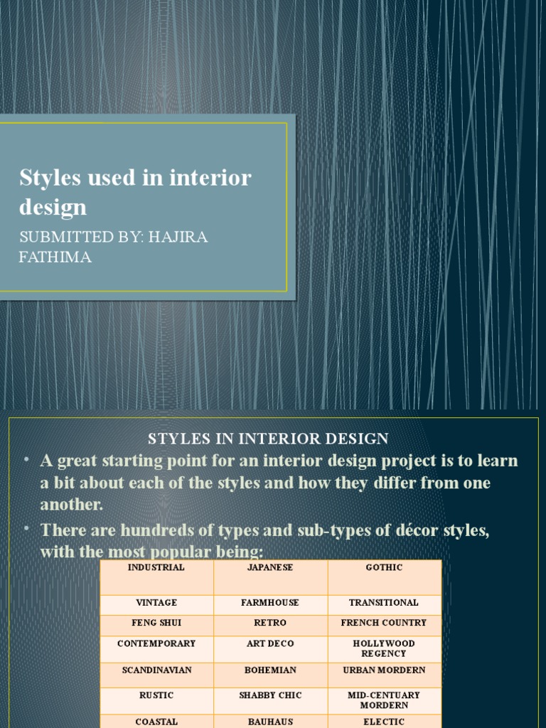 Overview of Interior Design Styles | PDF | Interior Design | Art Media