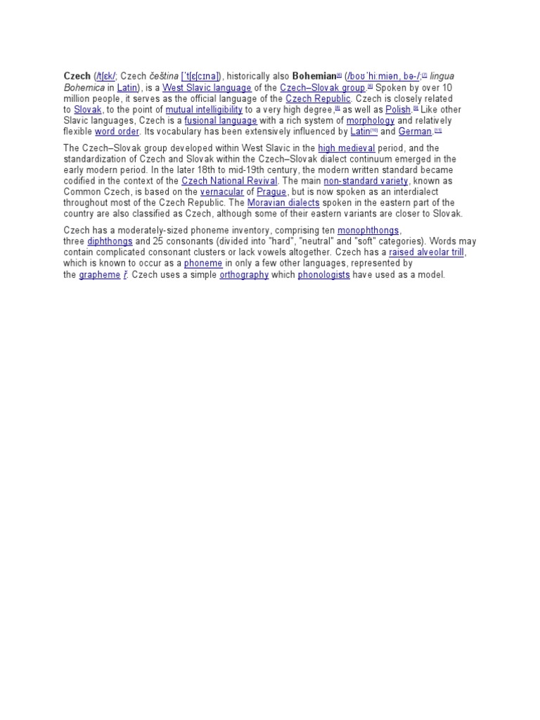 Overview of the Czech Language | PDF | Language Arts & Discipline ...