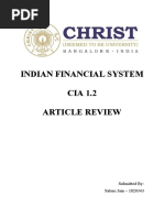Indian Financial System CIA 1.2 Article Review: Submitted By: Saloni Jain - 1820343