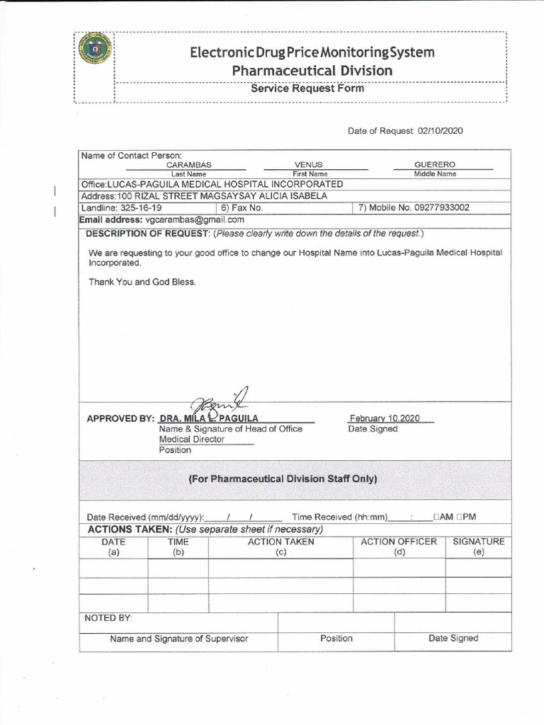 Edpms Request For Change Name PDF | PDF