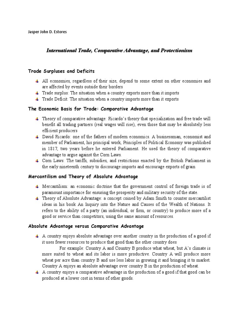 Comparative Advantage vs. Protectionism | PDF | Comparative Advantage ...