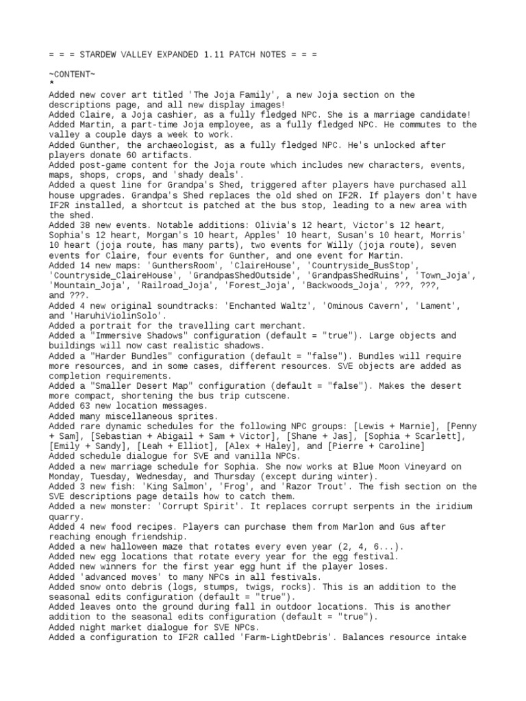 Sve 1 11 Patch Notes Leisure