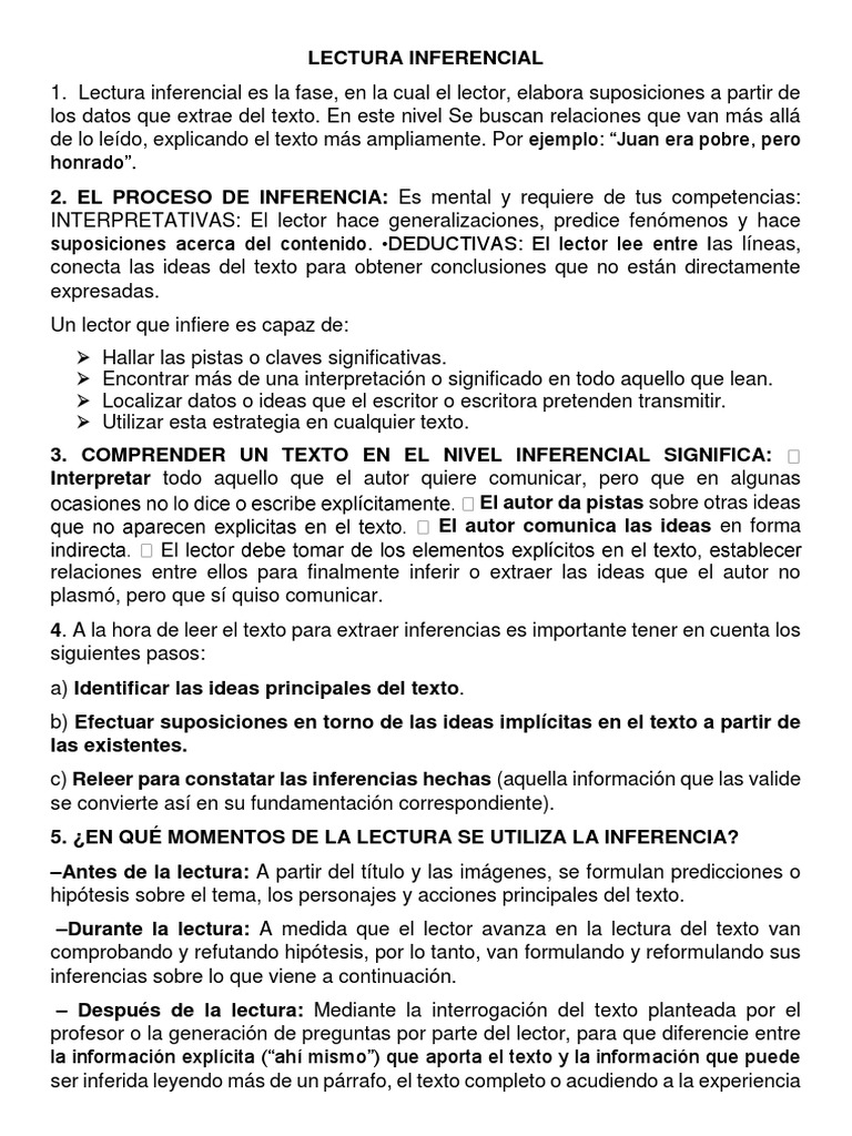 Lectura Inferencial | PDF | Inferencia | Parábolas de Jesús