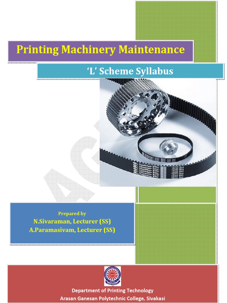 Printing Machinery Maintenance Guide | PDF | Belt (Mechanical) | Gear