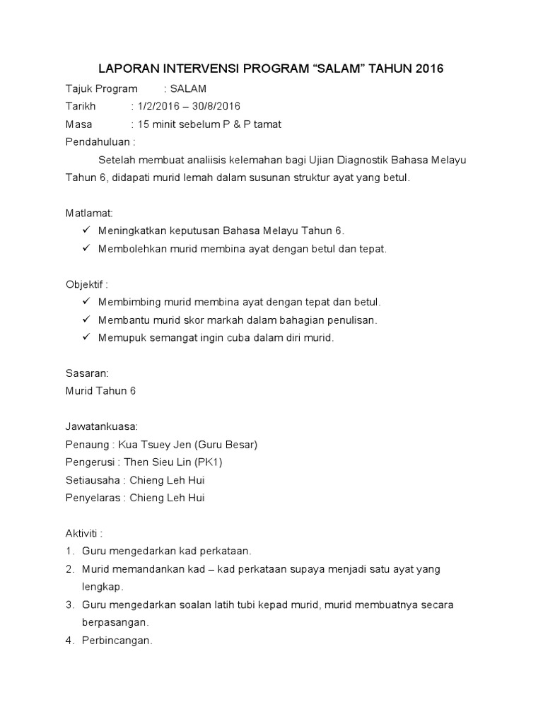 Laporan Program Salam Pdf