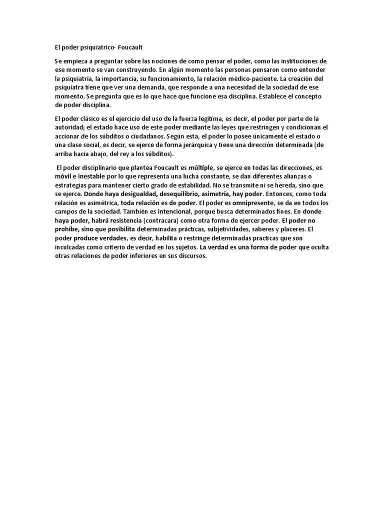 El Poder Psiquiatrico Foucault PDF