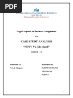 Case Study Analysis "NDTV vs. Mr. Sunil": Legal Aspects in Business Assignment