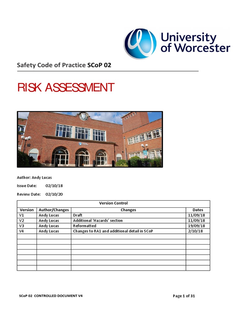 Safety Code of Practice SCoP02 v4 PDF PDF Risk Assessment