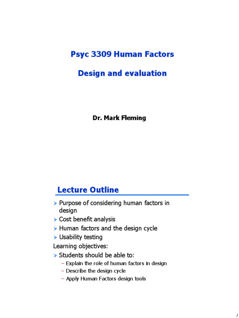 Human Factors in Design Evaluation | PDF | Usability | Cognition