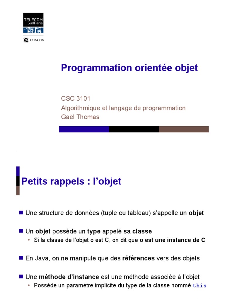 Introduction à la programmation orientée objet | PDF | Classe ...