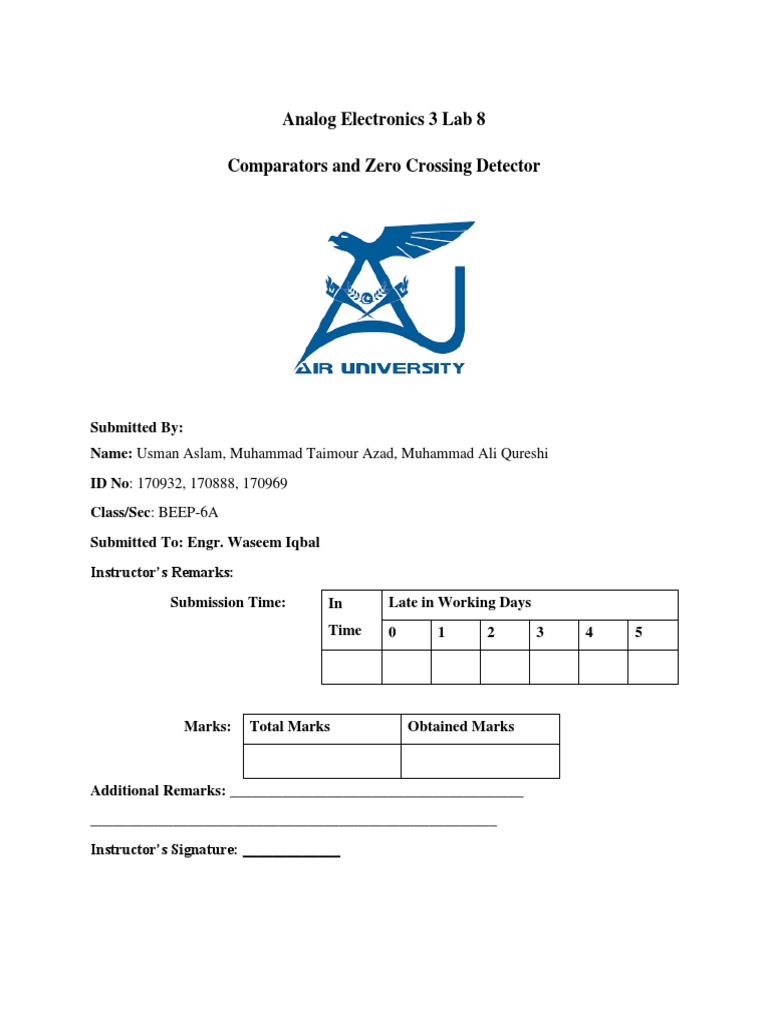 Comparators & Zero Crossing Detector Lab | PDF | Operational Amplifier ...