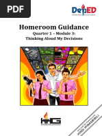 Homeroom Guidance: Quarter 1 - Module 3: Thinking Aloud My Decisions