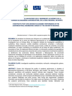 Constructos Que Han Incidido en El Rendimiento Académico en La Carrera de Ingeniería Agroindustrial en La Sede Regional Uni Norte