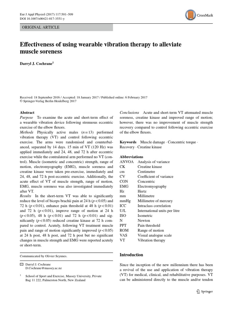 European J App Phys Effectiveness of Using Wearable Vibration Therapy