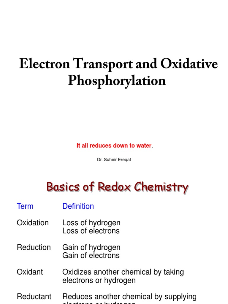 Basics of Redox Chemistry and Electron Transport | PDF | Electron ...
