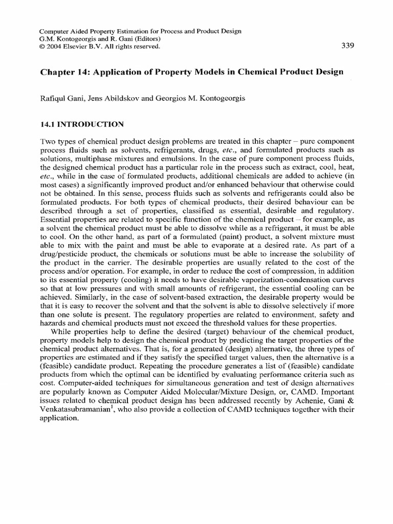Chapter 14: Application of Property Models in Chemical Product Design ...