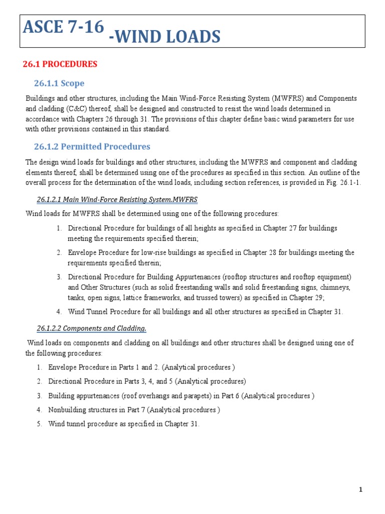 ASCE 7-16 Wind Load Procedures | PDF | Hazards | Wound